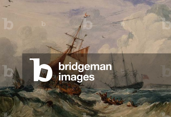 A French Fishing Smack in a Swell off Dover (w/c)