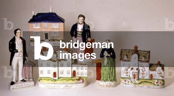Selection of Titled Staffordshire Figures: Stanfield Hall; Potash Farm; Palmer's House; Emily Sandford; James Bloomfield Rush; William Palmer, c.1849 (ceramic)