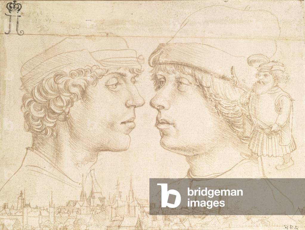Portraits of Two Youths, a Dwarf and a Townscape, c.1514 (silverpoint)