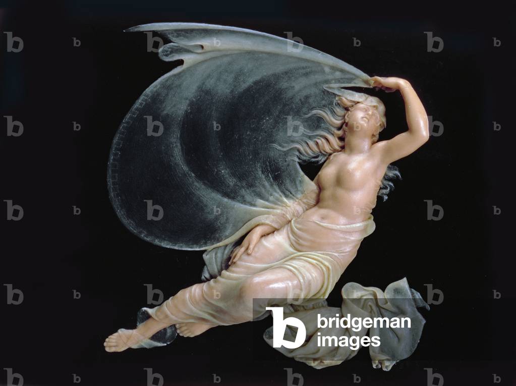 Dushenka in volo, 1808 (cera su vetro annerito)