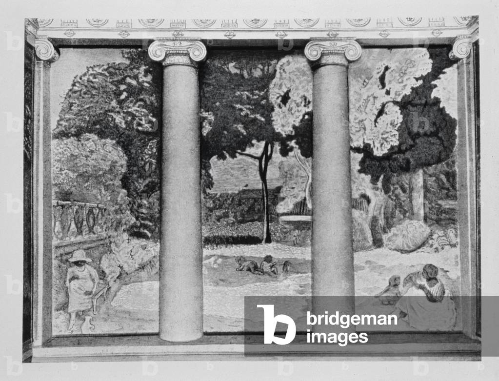 Pierre Bonnard's 'On the Mediterranean' in its original location in Ivan Morozov's house, (b/w photo)