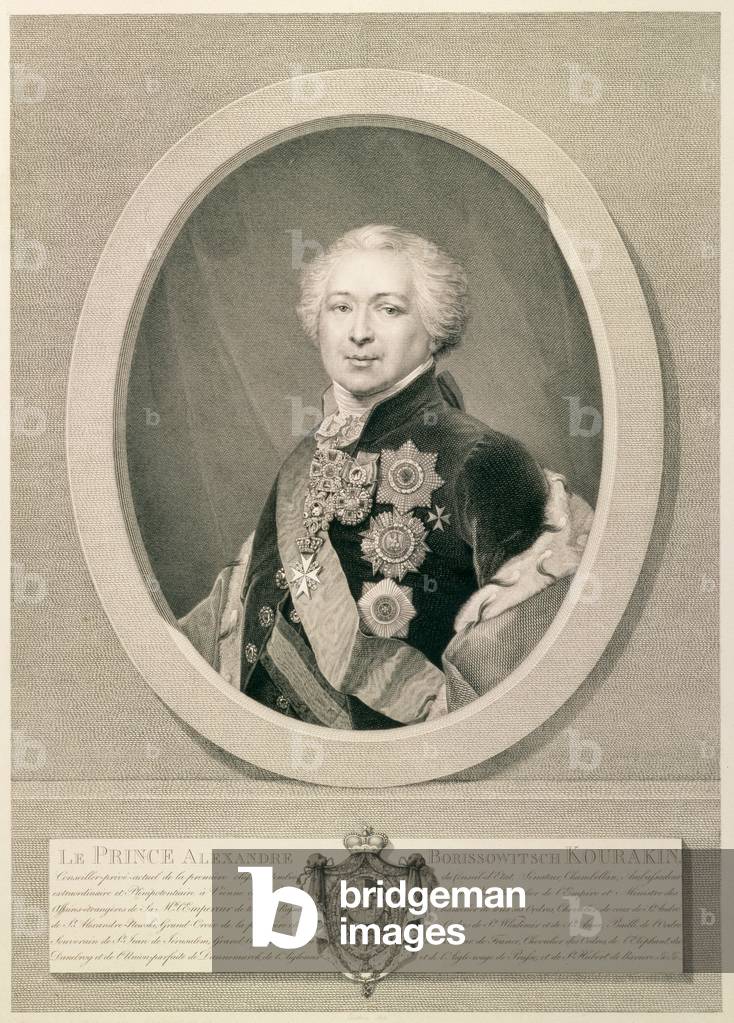 Portrait of Prince Kurakin, engraved by Nikolai Ivanovich Utkin (1780-1863), 1812 (etching with engraving)