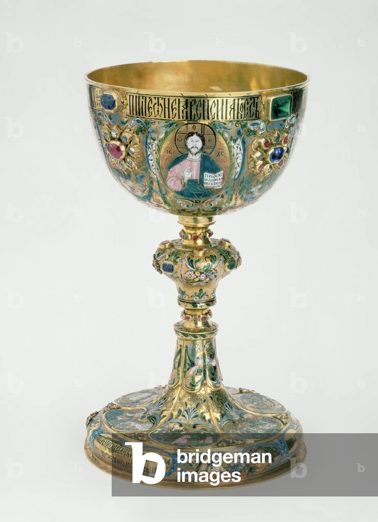 Calice d'oro con diamanti, smeraldi, rubini, spinello e vetro incastonati, Armeria del Cremlino, Mosca, 1677