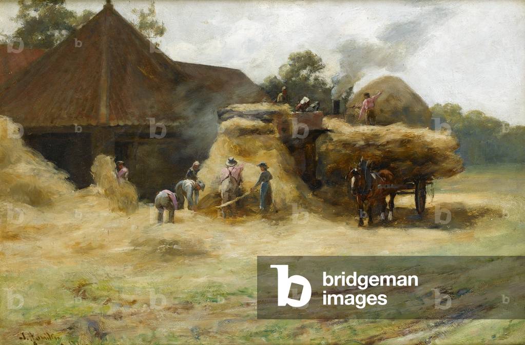 Threshing, a Scottish Farm, 1884 (oil on canvas)