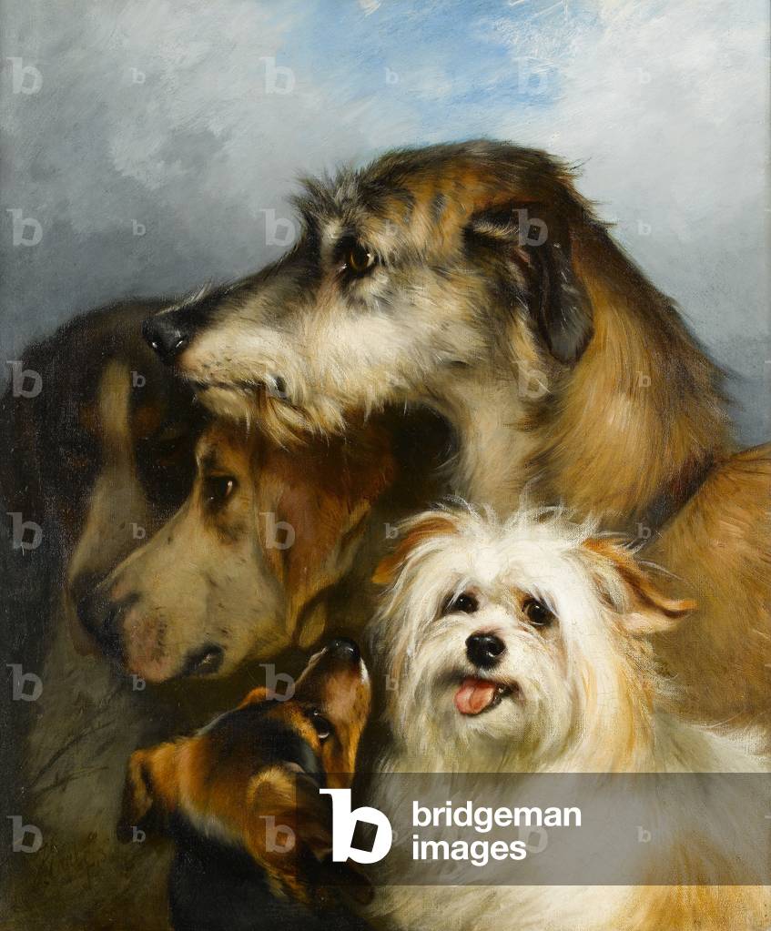 A Wolfhound and Sporting Companions, 1863 (oil on canvas)