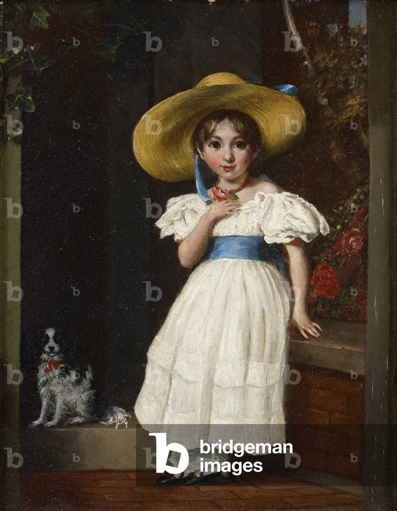 Girl in a Straw Hat, c.1840 (oil on canvas)