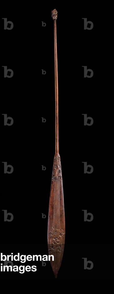 Hoe, ceremonial war canoe paddle, 17th or 18th century (wood)