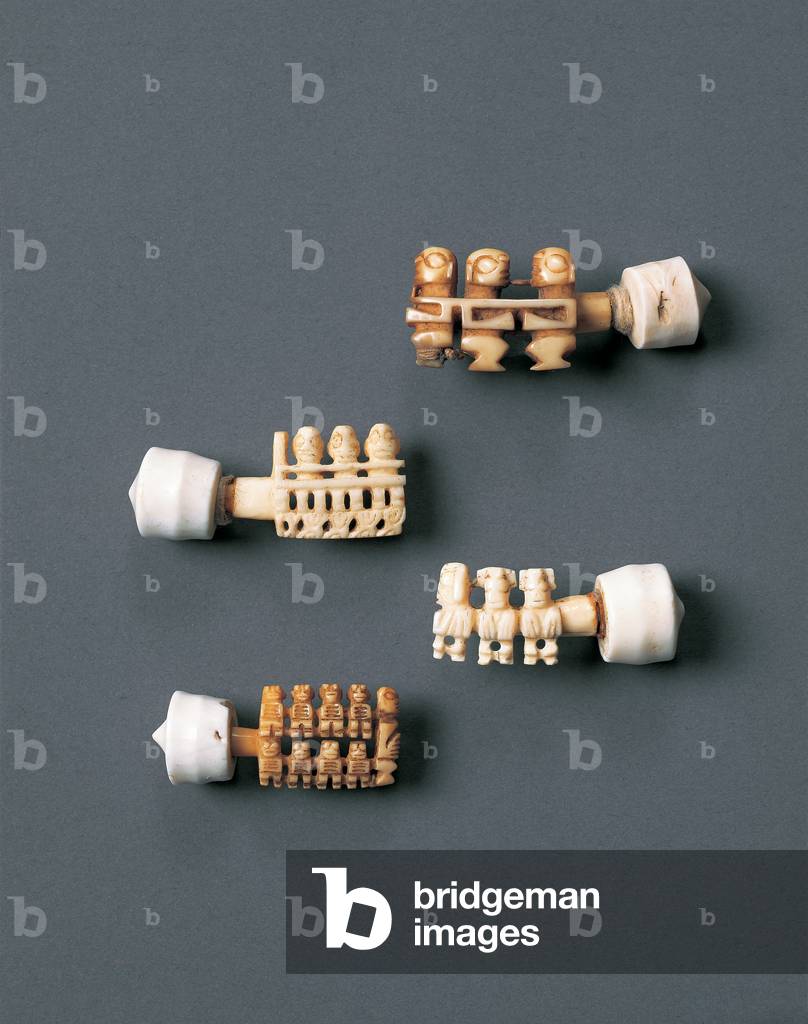 Putaiana, ear ornament, Marquesas Islands, early 19th century (human bone, conus shell)