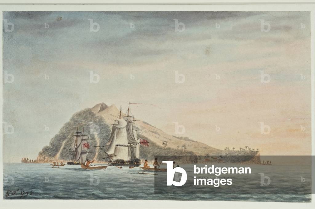 Bild von Zeichnung "Insel Mehetia", 1792 von Captain George Tobin