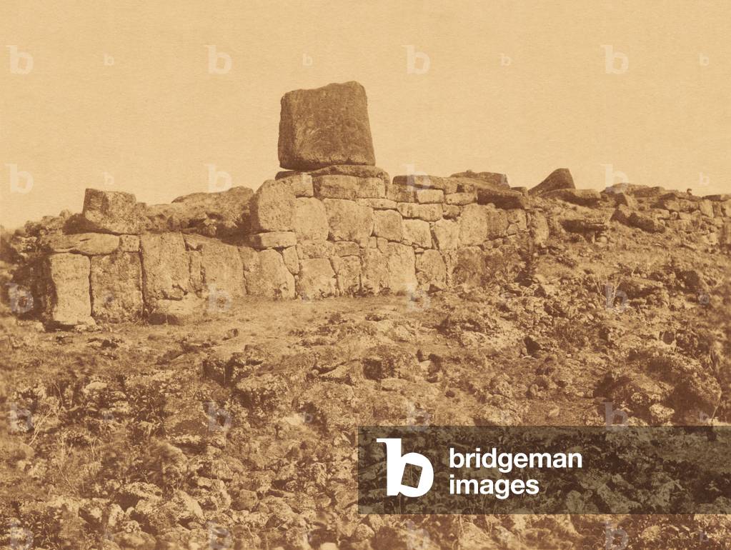 Central section of the Great Platform of Tongariki, Easter Island, December 1886 (sepia photo)