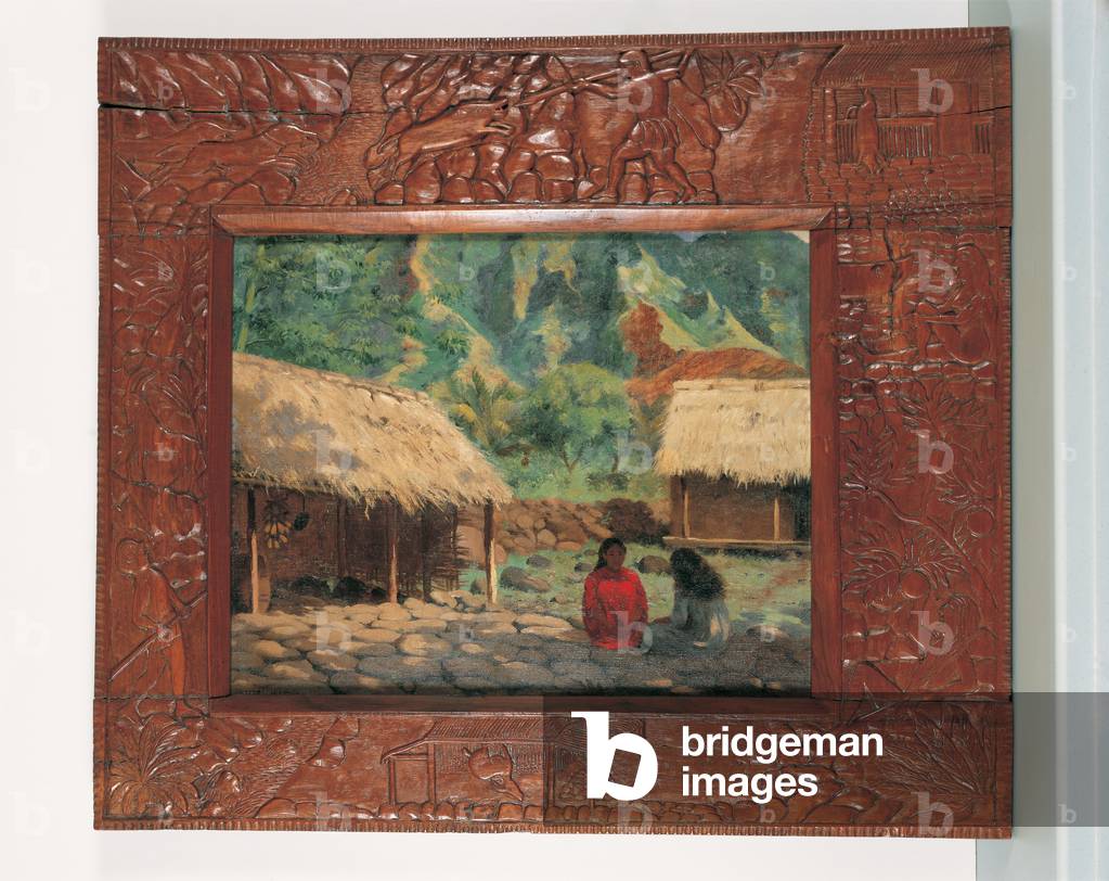 Sacred Place, Marquesas Islands, 1913 (oil on canvas and carved wooden frame)
