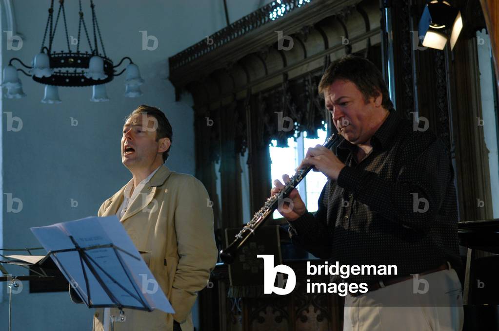 Daniel, Nicholas and Mark Padmore playing the oboe and singing at Aldeburgh Festival 2004