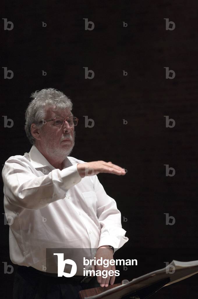 Harrison Birtwistle conducting  portrait of the British composer at Snape Maltings during the Aldeburgh Festial, June 2005