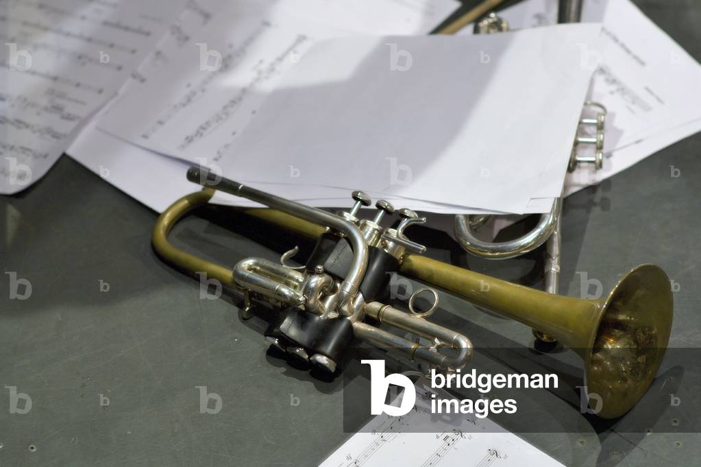 Trumpet - still life of trumpet and scores