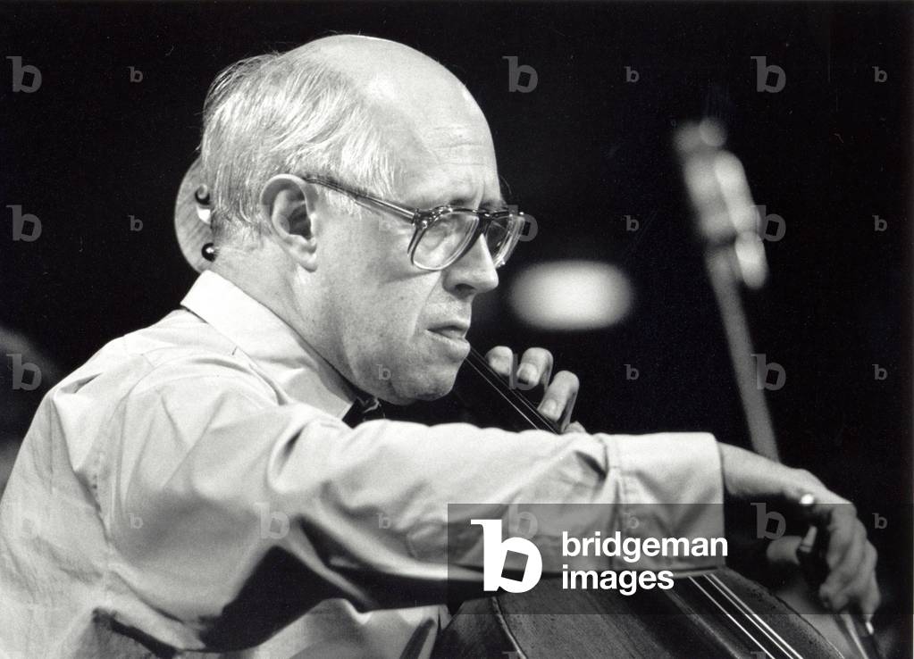 Mstislav Leopoldovich Rostropovich playing Shostakovich composition on 'cello at Aldeburgh,1984