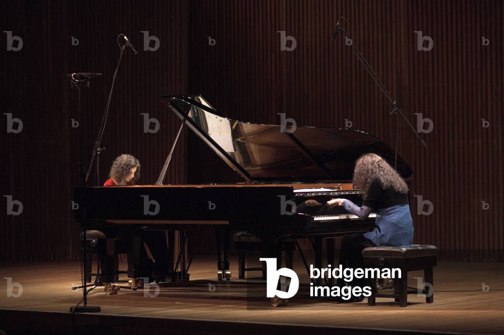 Katia Labeque and Marielle Labeque playing the piano at the Snape Maltings,  Aldeburgh Festival, 2006