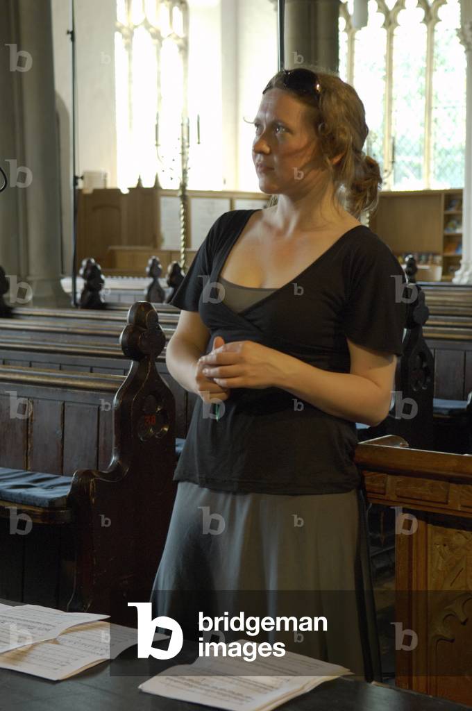 Emily Hall - British composer during 'Love song' rehearsal for the Aldeburgh Festival, Aldeburgh parish church, Suffolk, UK, June 2007