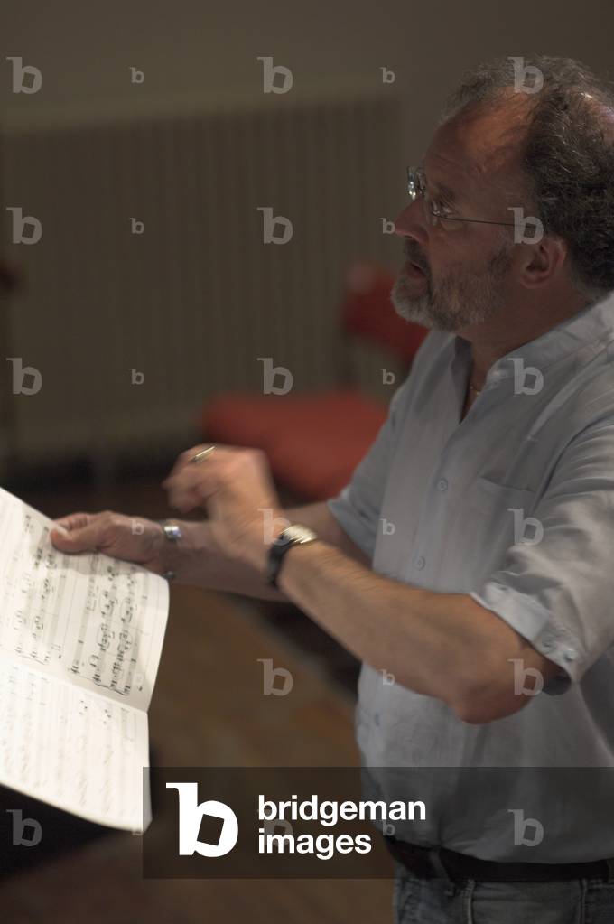 Simon Bainbridge -  British composer and professor of composition rehearsing 'Orpheus',  Jubilee Hall, Aldeburgh Festival, 2006