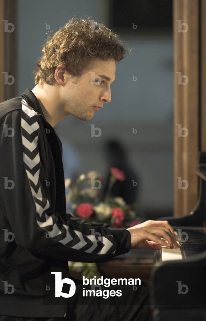 Martin Qvist Hansen - Danish pianist rehearsing with Trio Ondine at Orford parish church, Aldeburgh Festival, 2006