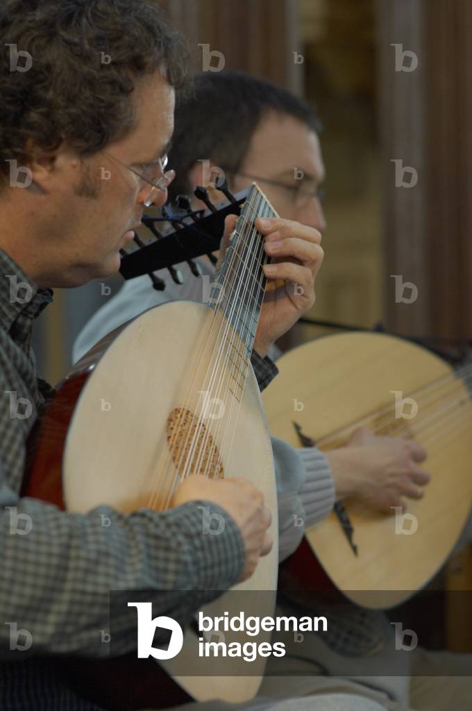 Jacob Heringman and David Miller - lute players performing at the Blythburgh church, Suffolk, UK, June 2007