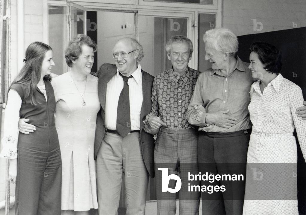 Benjamin Britten with Elena Rostropovich, Rita Thompson, Mstislav Rostropovich, Benjamin Britten, Peter Pears, Marion Thorpe 1976 at  Aldeburgh