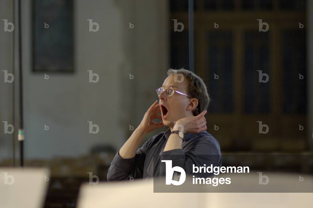 James Weeks - English conductor, directing Exaudi at Orford church, Suffolk, UK, June 2007