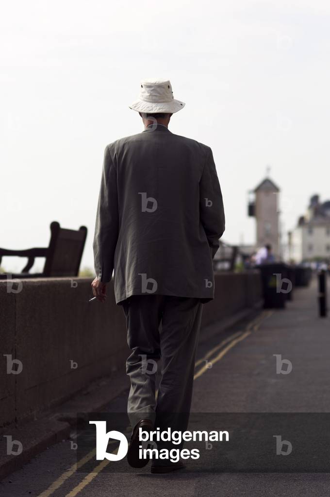 Poul Ruders - portrait of the Danish composer from behind in Aldeburgh during the Aldeburgh Festival, June 2005