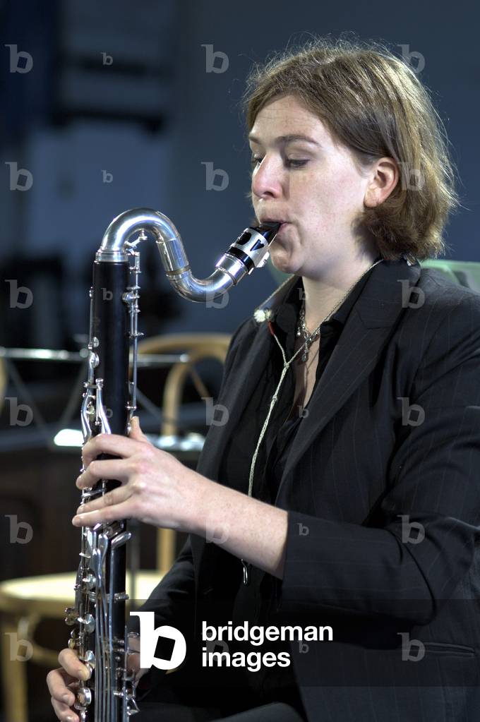 Female brass musician playing saxophone at Aldeburgh Festival