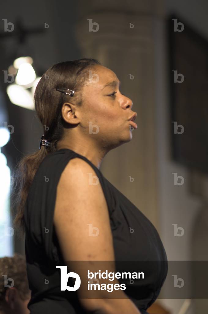Gweneth-Ann Jeffers - portrait of the English opera singer soprano performing in the Aldeburgh Parish Church at the Aldeburgh Festival, 1 June 2005