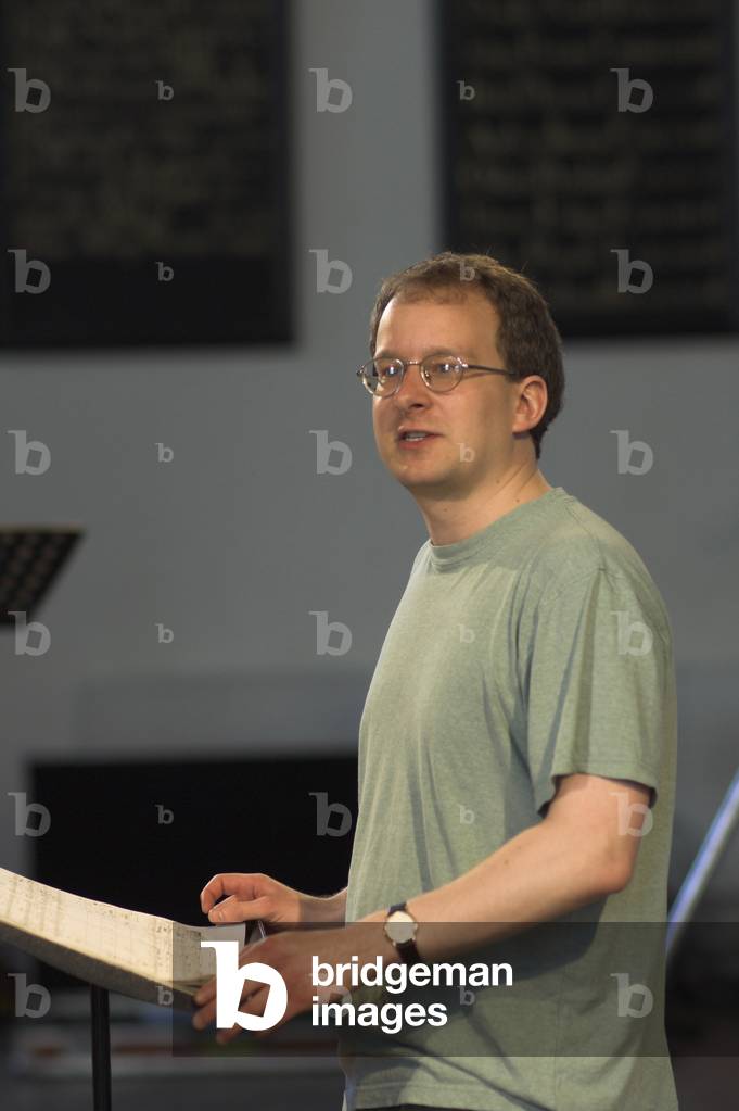 James Weeks - portrait of director for Exaudi Vocal Ensemble at the Orford parish church,  Aldeburgh Festival, 2006