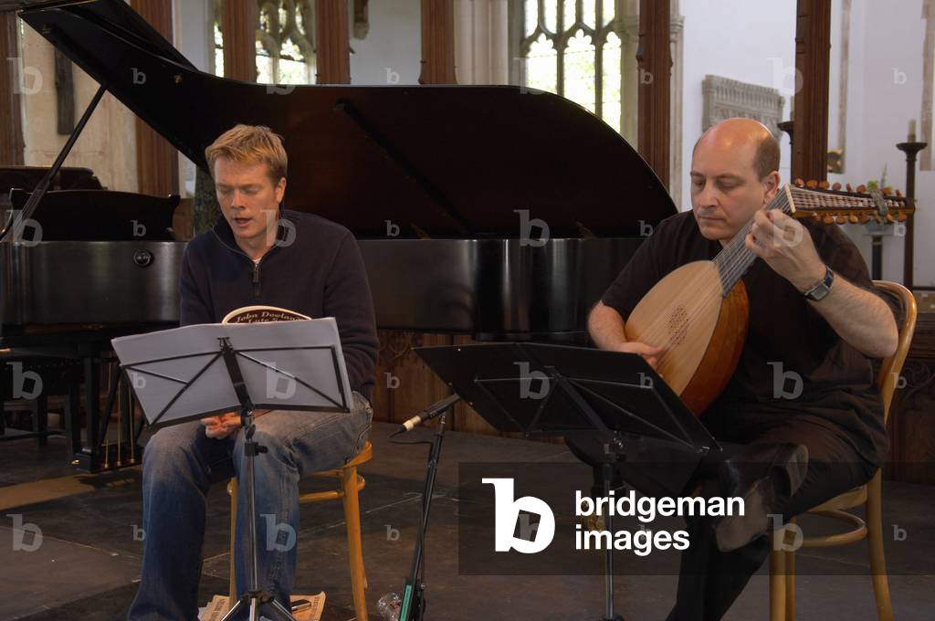 Toby Spence and William Carter - rehearsing at the Blythburgh church, Aldeburgh Music Festival, Suffolk, UK