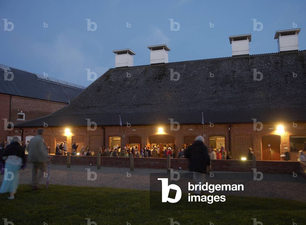 Snape Maltings concert hall at dusk,Suffolk, UK, June 2007