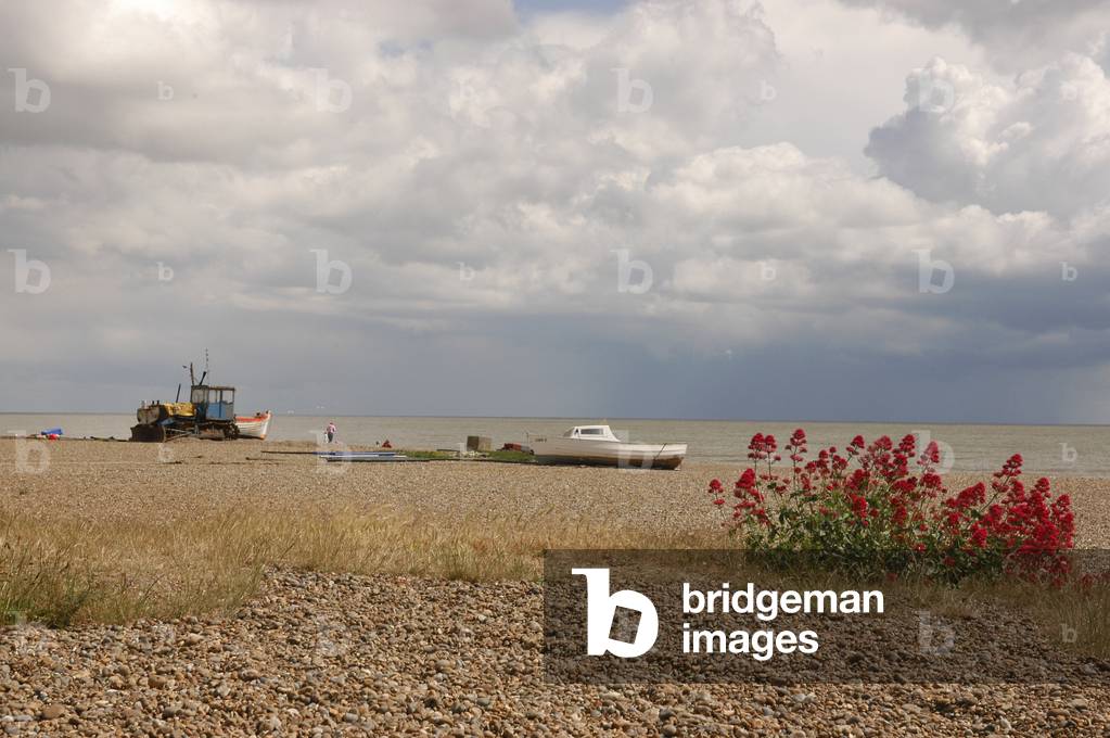 Fishing boat on beach, Aldeburgh, England