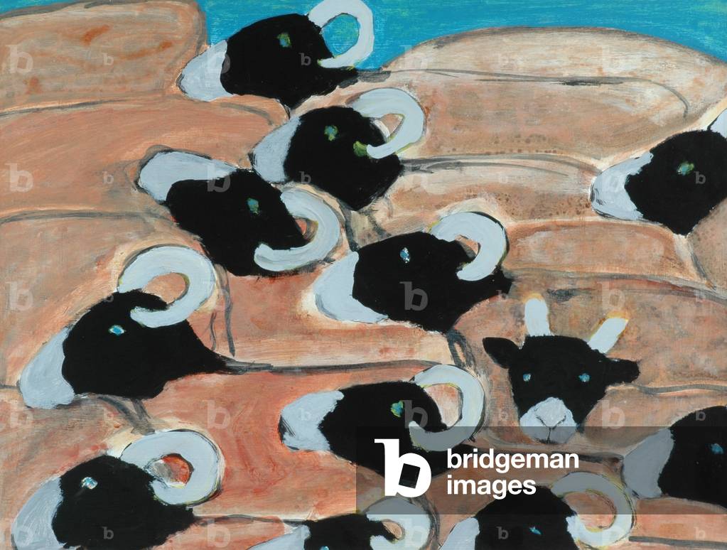 Flock of sheep (acrylic on hardboard)