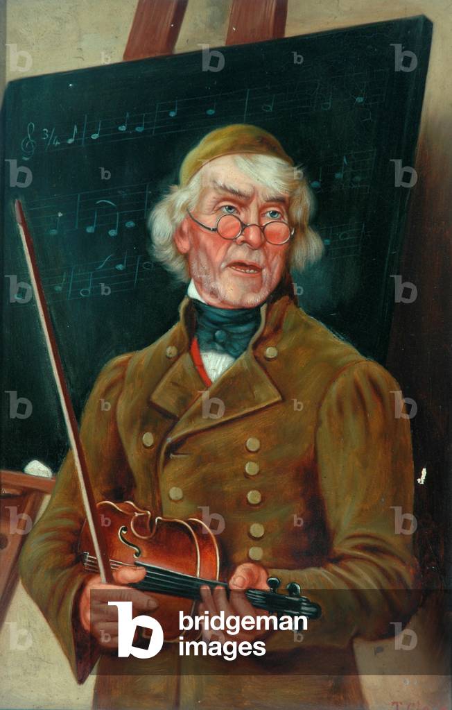 Musician with a Violin (oil on canvas)