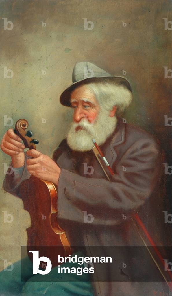 Old Man with a Violin (oil on canvas)