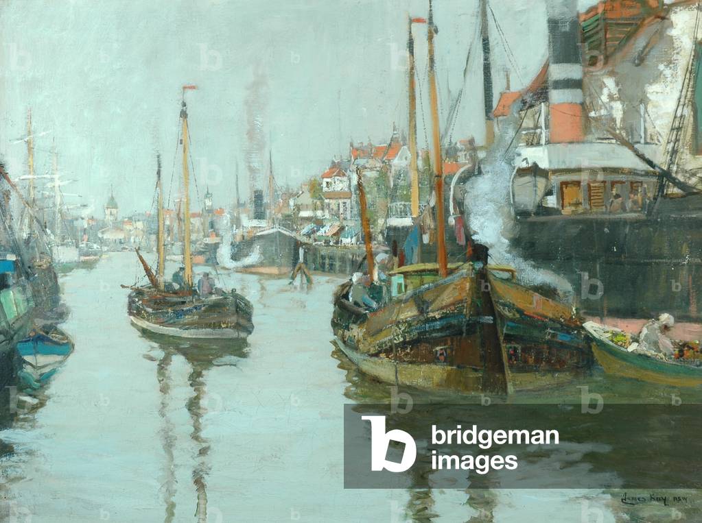 A Dutch Canal (oil on canvas)