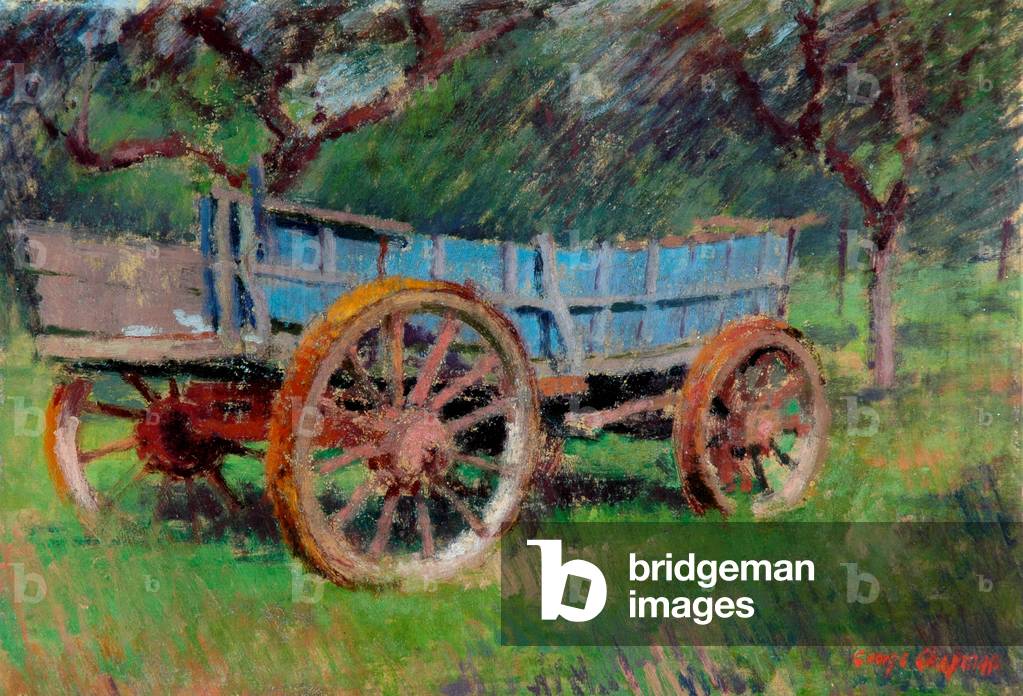 Old Farm Cart (recto) (oil on cardboard)