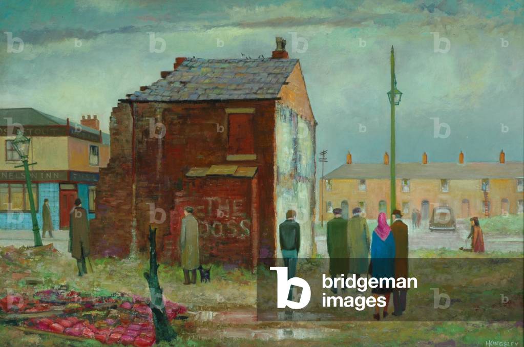 Cambridge Street, Hulme, 1970 (oil on canvas board)