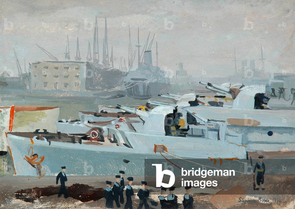 The Guns of the Second Escort Group, 1944 (oil on wood panel)