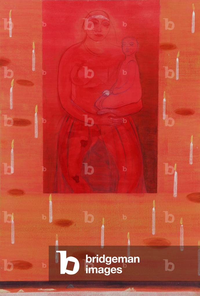 Nativity (gum & casein & tempera on paper)