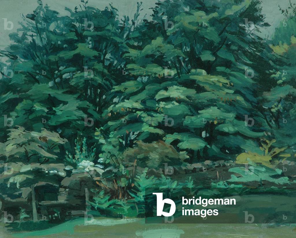 Trees on the Gib, 1976 (oil on hardboard)