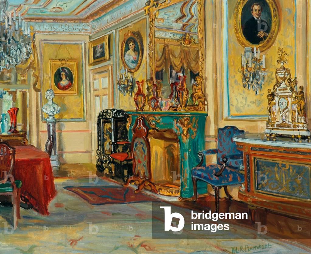 Large Drawing Room with Malachite Fireplace, Cliffe Castle (oil on canvas)