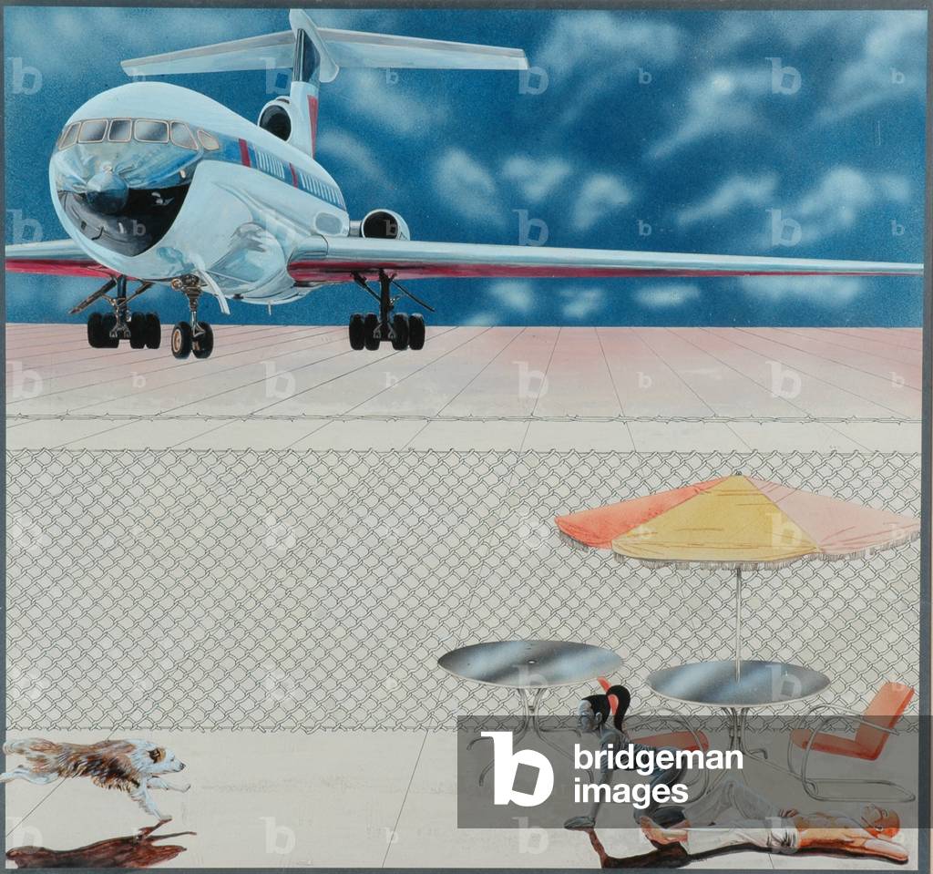 Whistling up the Dog while the Plane is Searched (acrylic & enamel on paper)