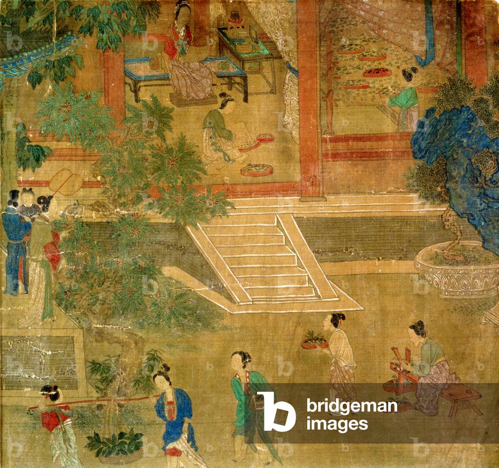 Women Harvesting Leaves, 1500 (painted silk)