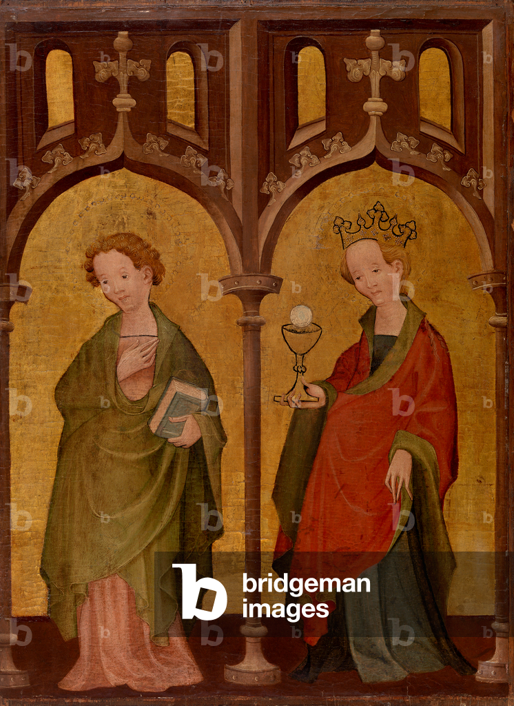 Two Female Saints (oil on panel)