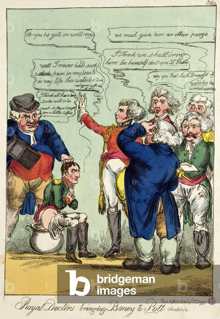 'Royal Doctors Bringing Boney to Pott' Anonymous cartoon, published 5 July 1815