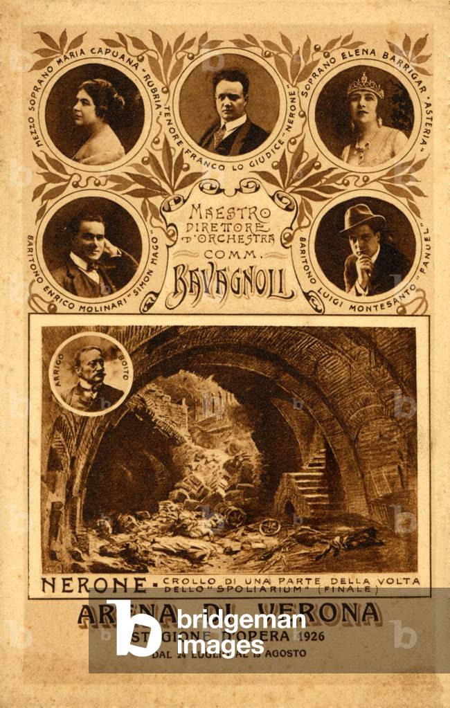 A postcard of Arrigo Boito's Nerone from a production at the Verona amphitheatre (Arena di Verona) 1926