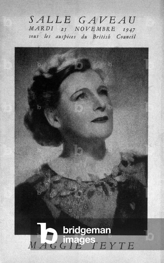 Maggie Teyte - portrait of the English soprano on programme cover for recital in Salle Gaveau, 25 November 1947