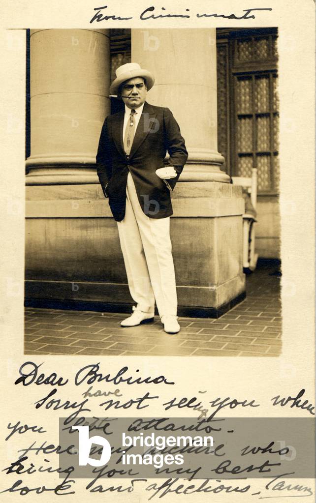 Enrico Caruso, signed card to admirer Italian tenor ( 1873 - 1921 )
